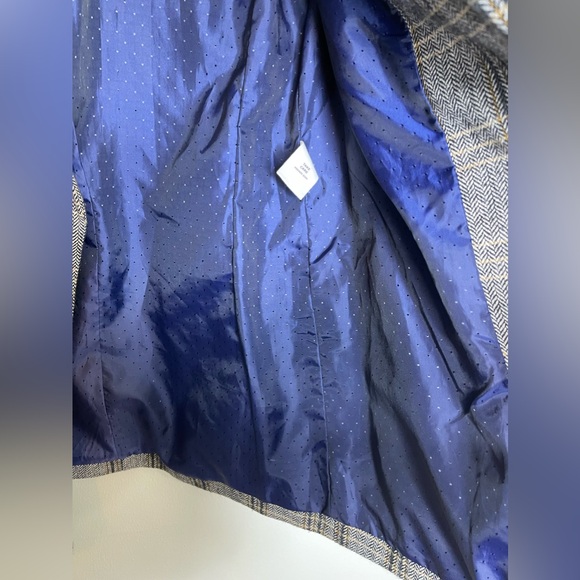 Avec Les Filles Brown Double Breast Plaid Wool Blend Textured Blazer Sz Small - Picture 9 of 13